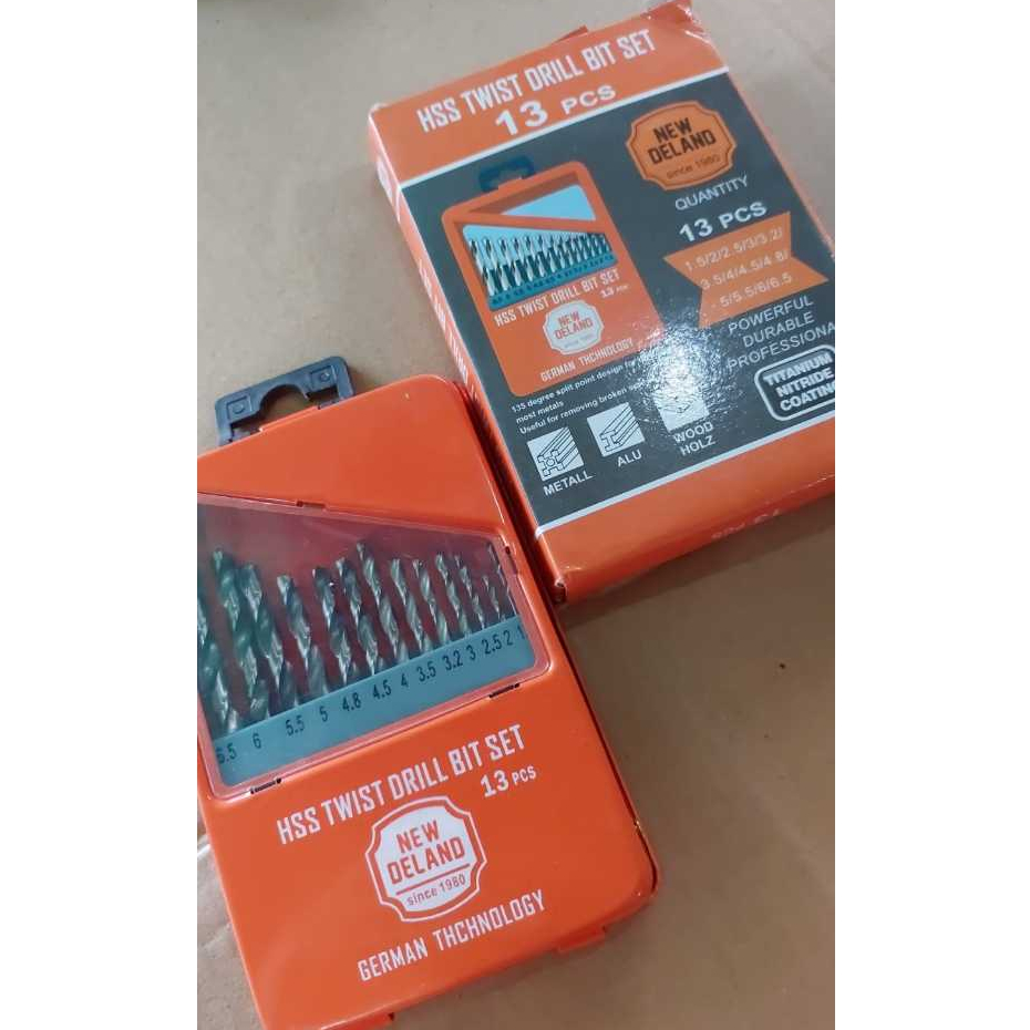 MATA BOR BESI SET ISI 13PCS/ MATA BOR BESI KAYU HSS 13PCS / DRILL BIT SET 13 PCS/ MATA BOR BESI META