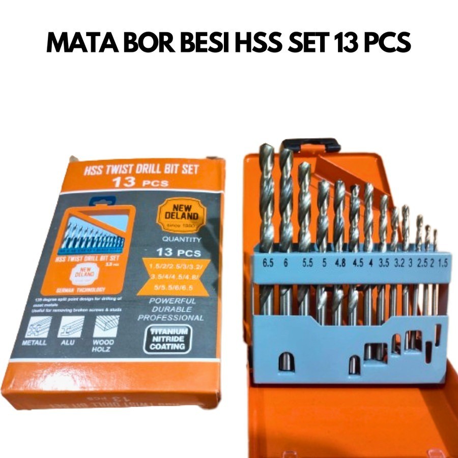 MATA BOR BESI SET HSS-TWIST 1.5 - 6.5 MM /MATA BOR BESI METAL KAYU SET /DRILL BITS BERKUALITAS/MATA 