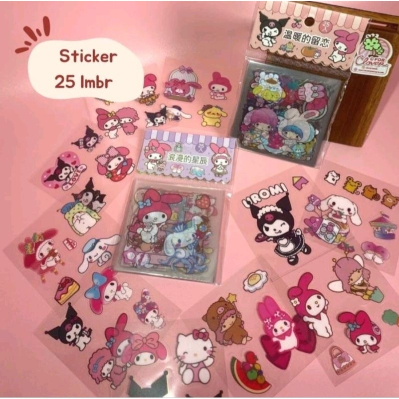 

Stiker isi 25 lembar Sanrio Mix Waterproof