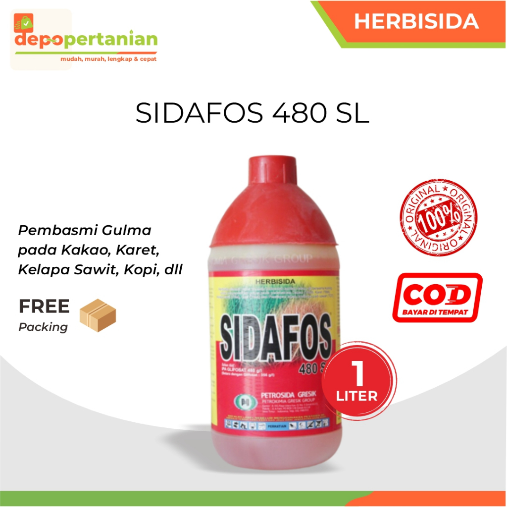 Depo Pertanian - Sidafos 1 Liter Herbisida Sistemik Obat Rumput Pembasmi Gulma SIDAFOS 480 SL