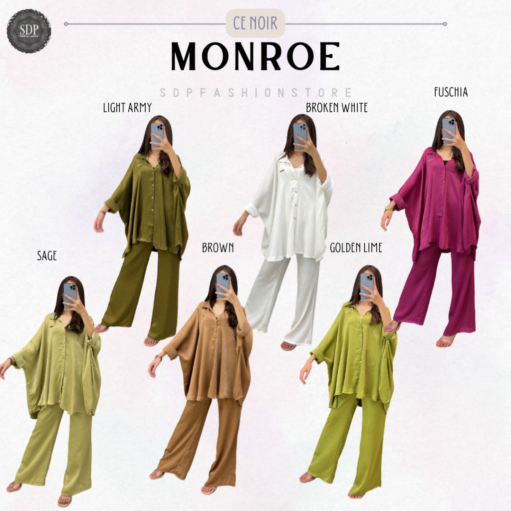 Oneset/ Setelan Empire & Monroé Silk Premium Polos (Ce Noir - Ce Homewear)