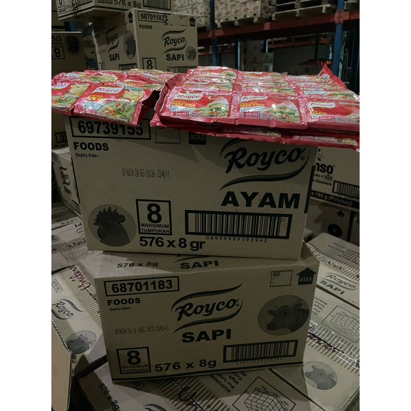 

ROYCO SAPI / AYAM (1 dus isi 8 GRAM x 576 SACHET)1KARTON