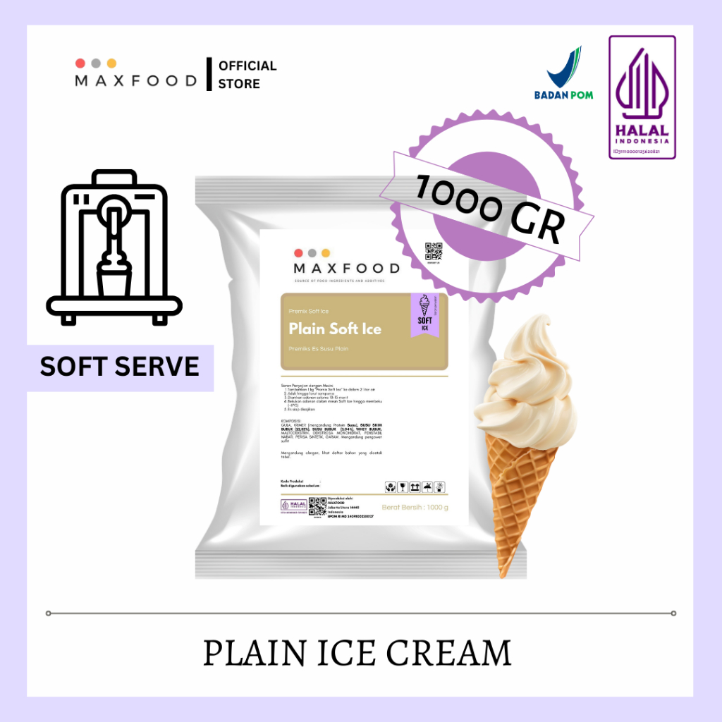 

PLAIN SOFT SERVE ICE CREAM / ES KRIM RASA PLAIN 1 KG