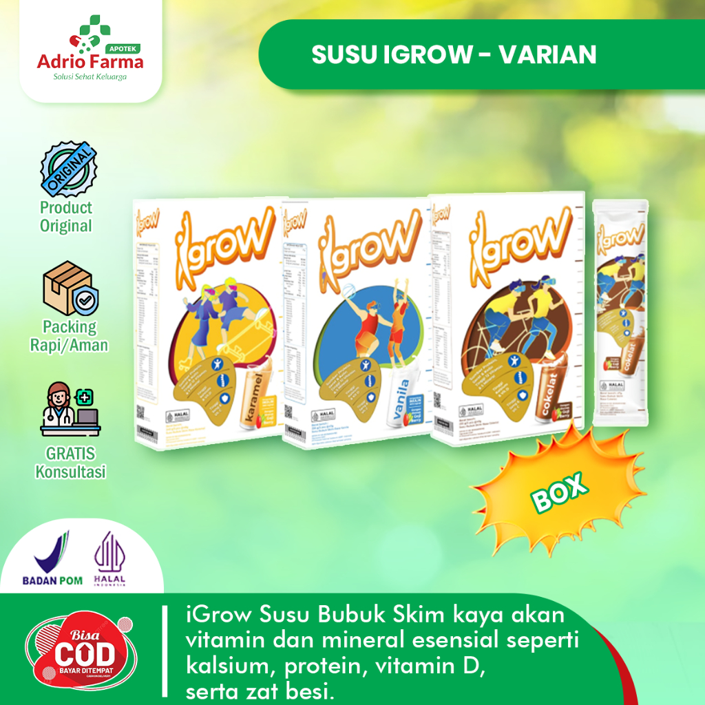 

SUSU IGROW - Varian Original Choco Caramel - BOX isi 5 sachet, 1 sachet 47g