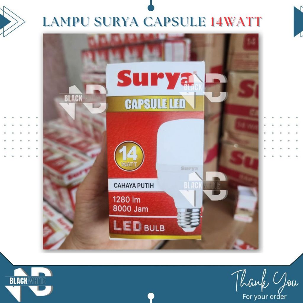 Lampu Bohlam LED SURYA CAPSULE 14w Watt Cahaya Putih