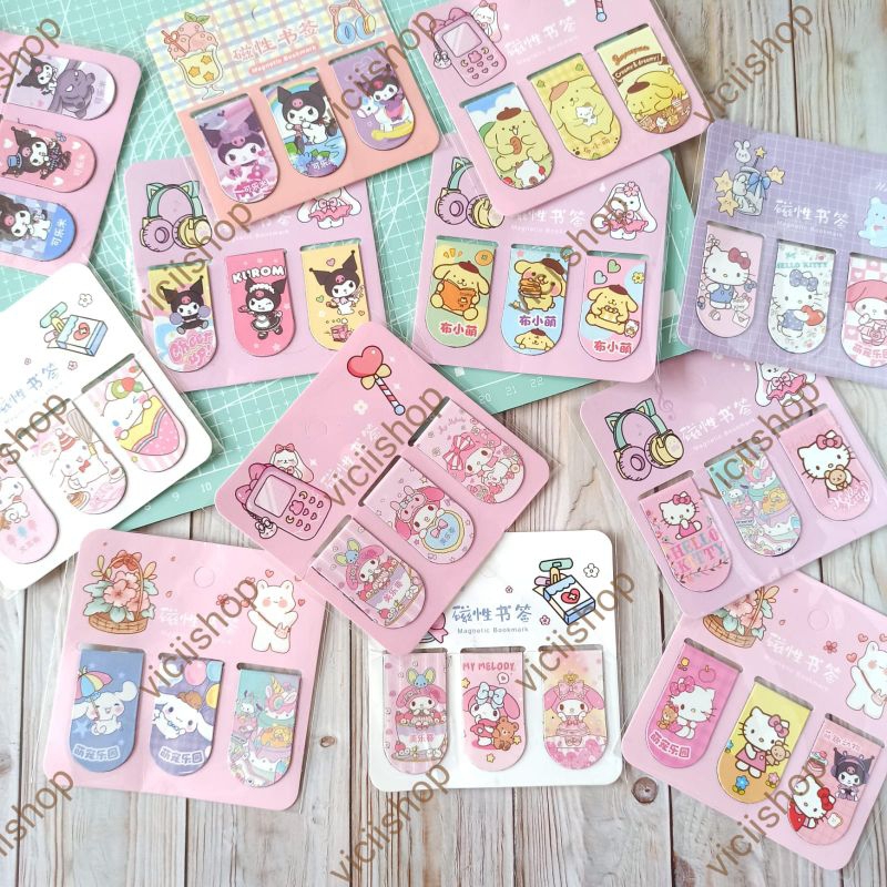 

Pembatas Buku Magnet [ 1 Set Isi 3 pcs ]/Penanda Buku Magnet Karakter Lucu Anak