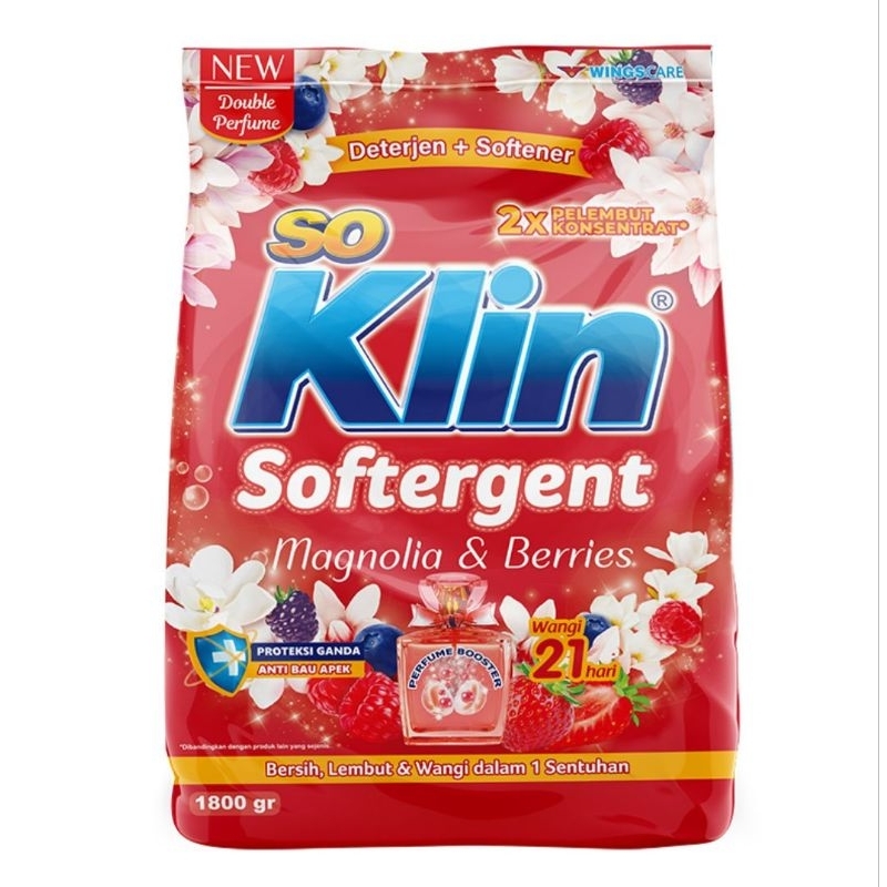 SoKlin Softergent Detergen Bubuk Magnolia Berries 1,8 kg