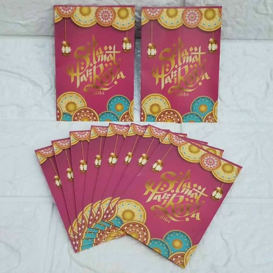 

Amplop lebaran idul fitri isi 10 uang dilipat pink lampu