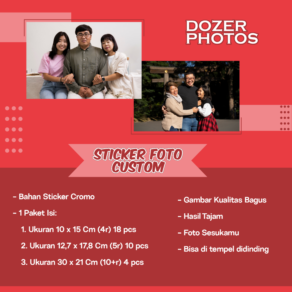 

CETAK STIKER FOTO UKURAN 4R, 5R & 10R PLUS/STIKER CROMO | BISA COD