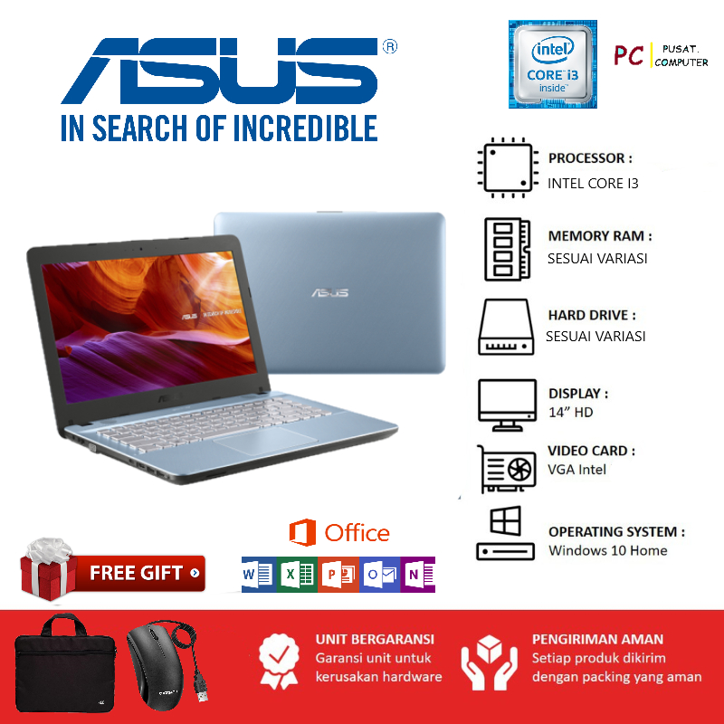 LAPTOP ASUS X441U intel core i3 RAM 8GB SSD 256GB