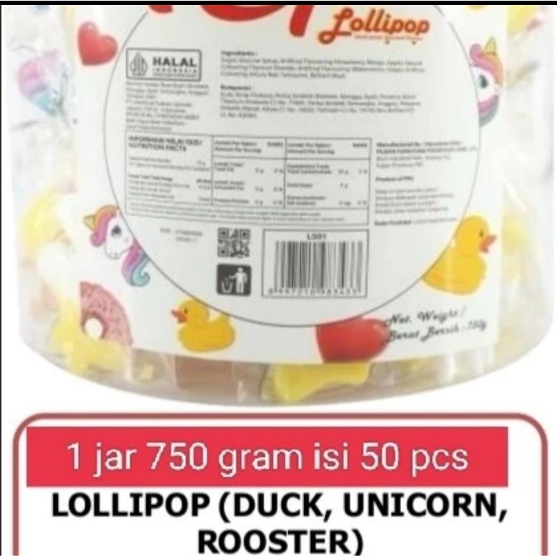 

lolipop hoopie mix per toples 750 gr varian karakter lucu duck rooster unicorn donut heart watermelon