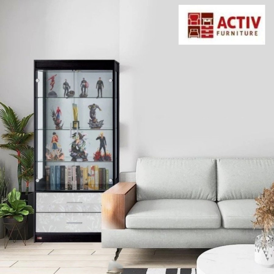 Rak Hias 2 pintu lampu Lemari Hias lemari pajangan bandung