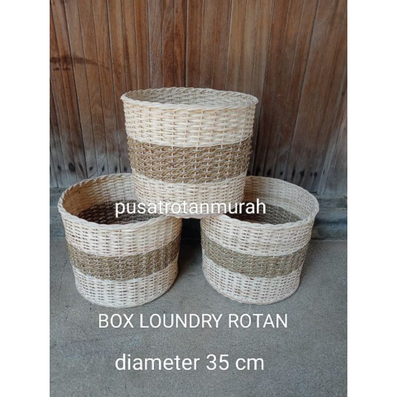 BOX keranjang rotan loundry bedcover diameter 35 cm tinggi 30 cm (packing free kardus)