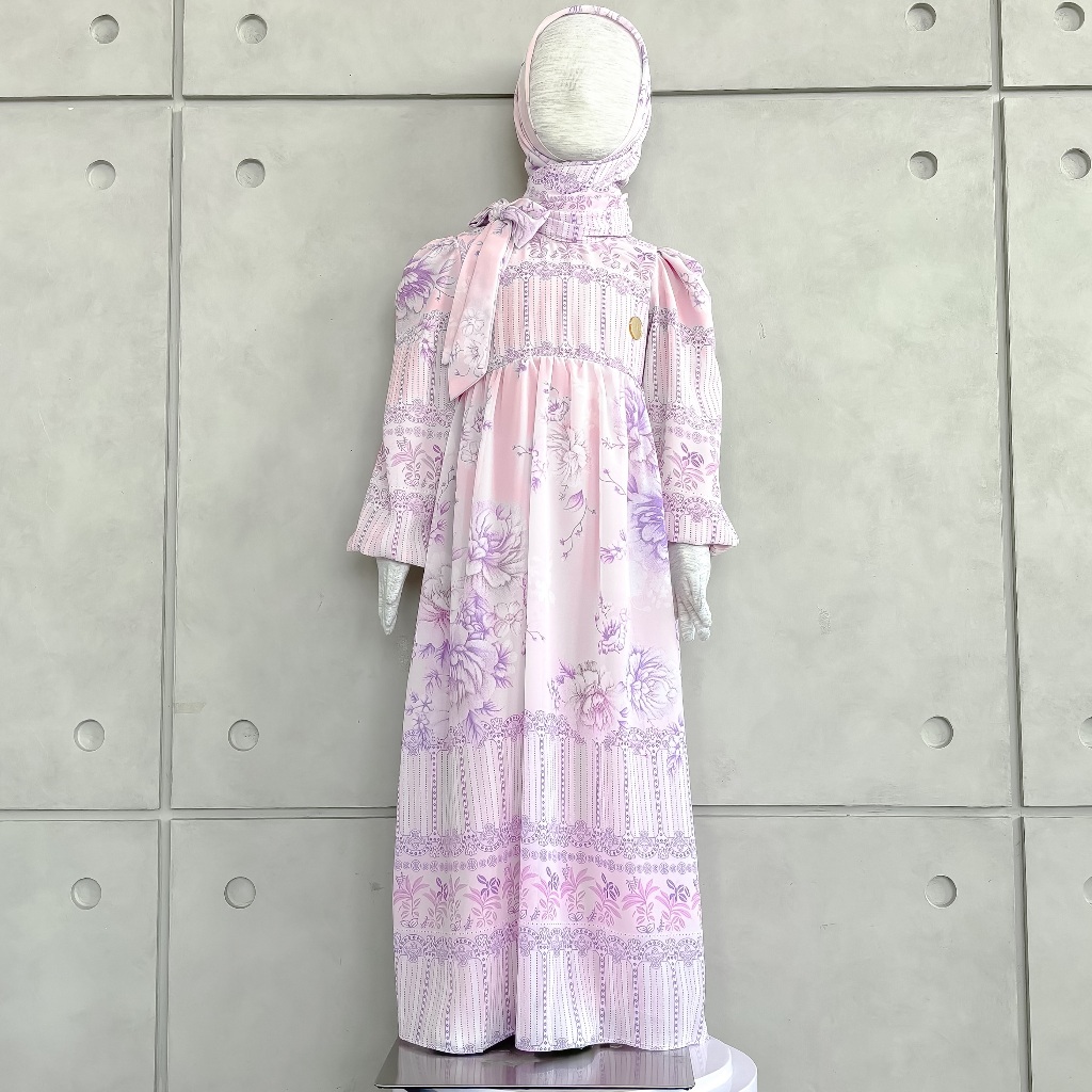 Dera Kids Celina Set Pashmina Segiempat Bahan Cerut Motif Printing Umur Usia 3 4 5 6 7 8 9 10 11 12 