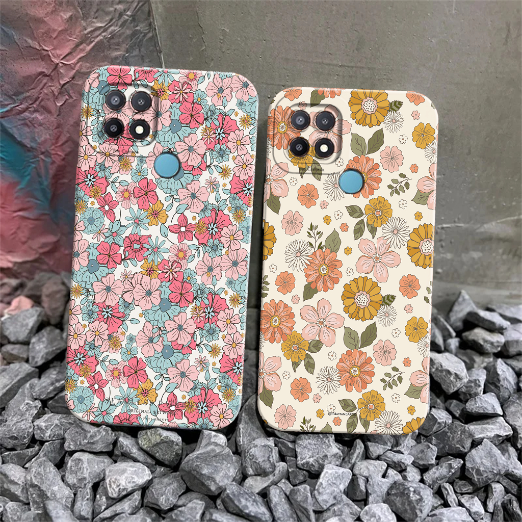 Case Oppo A15/A15S Motif Bunga Sillikon Pelindung Camera Lentur