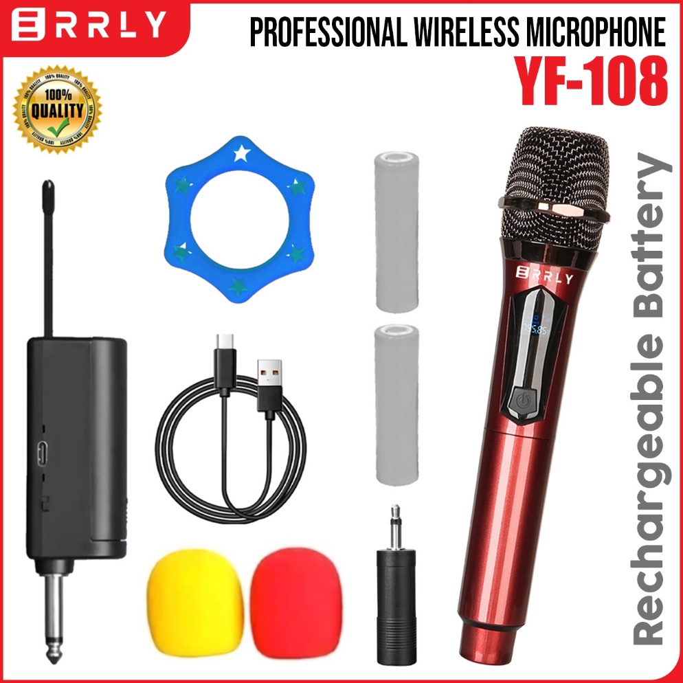 ART K27U Single Mic Karaoake Wireless Tanpa Kabel Microphone karaoke ERRLY MIC1 YF58  YF18 with Receiver System Mic Karaoke Genggam New Update Battre 1865 Dapat Dicas Ulang