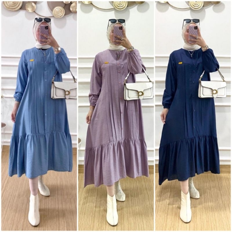 BISA COD GALERIAZKIYA GIANI MIDI DRESS/ MIDI DRESS BY JIKUN HIJAB/ MIDI DRESS KATUN POLO LINEN/ DRES