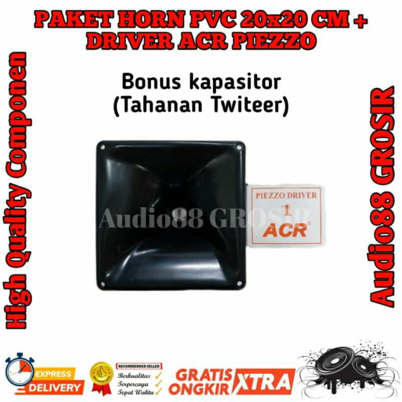 PAKET HORN PVC 20X20 CM + DRIVER TWETER ACR POEZO ( BONUS KAPASITOR 225J 250 V TAHANAN TWETER )