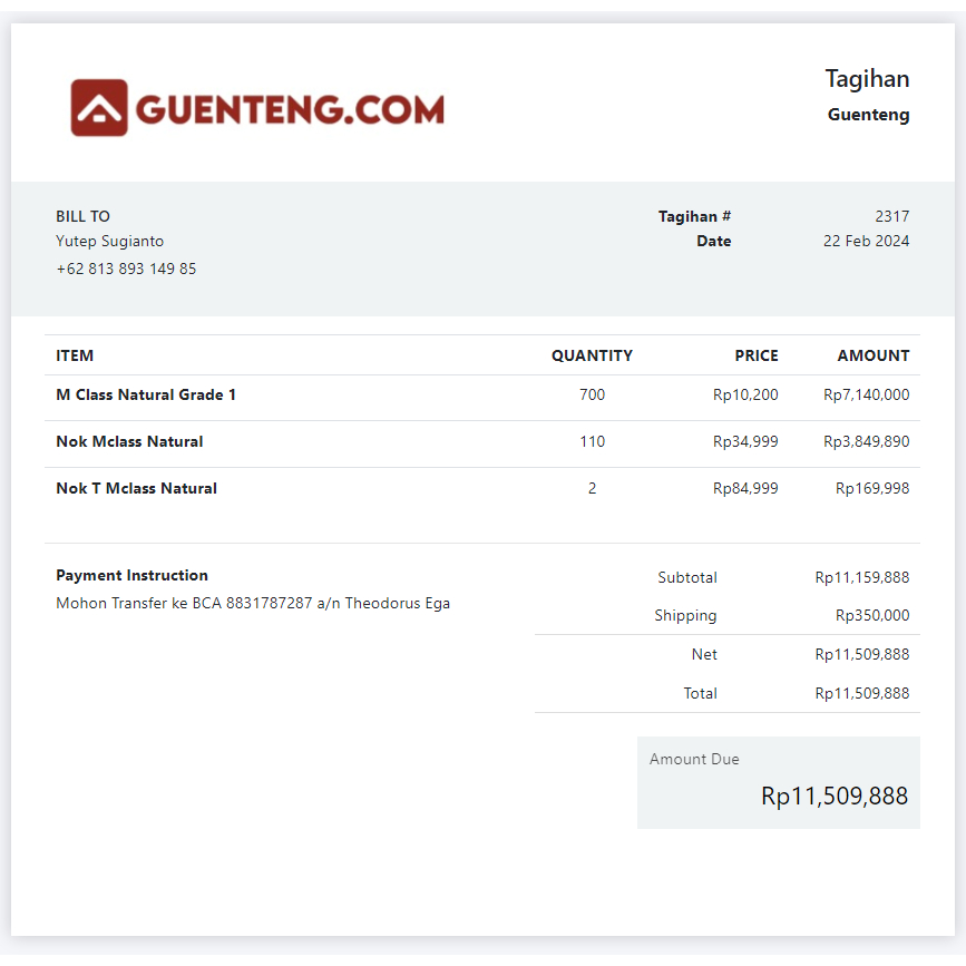 Genteng M Class Natural Grade 1 / KW 1
