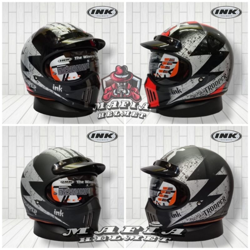 HELM INK TROOPER MOTIF THUNDER - ADA DALAM PILIHAN (VARIAN) SINGLE VISOR | HELM SNI/DOT