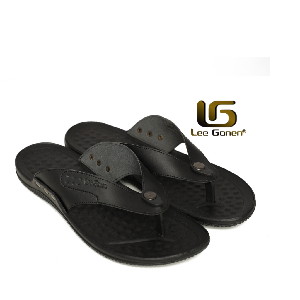 Sandal Kulit Pria Dewasa Original Distro Lee Gonen LG 04 | Sendal Slop Slide Pria Keren | Sandal Cas