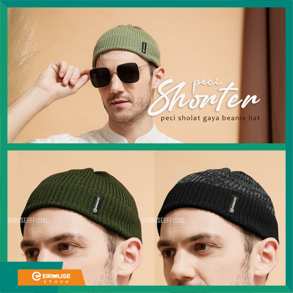 Shorter Beanie By Eirmuse Original Kupluk Pria Keren Terbaru Tidak Panas Bisa untuk Peci sholat atau