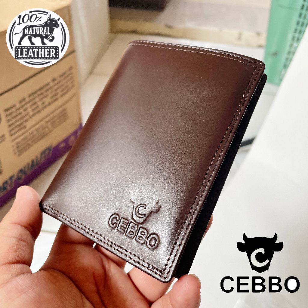 CEBBO Wallet - Dompet Pria Bahan Kulit Sapi Model Berdiri