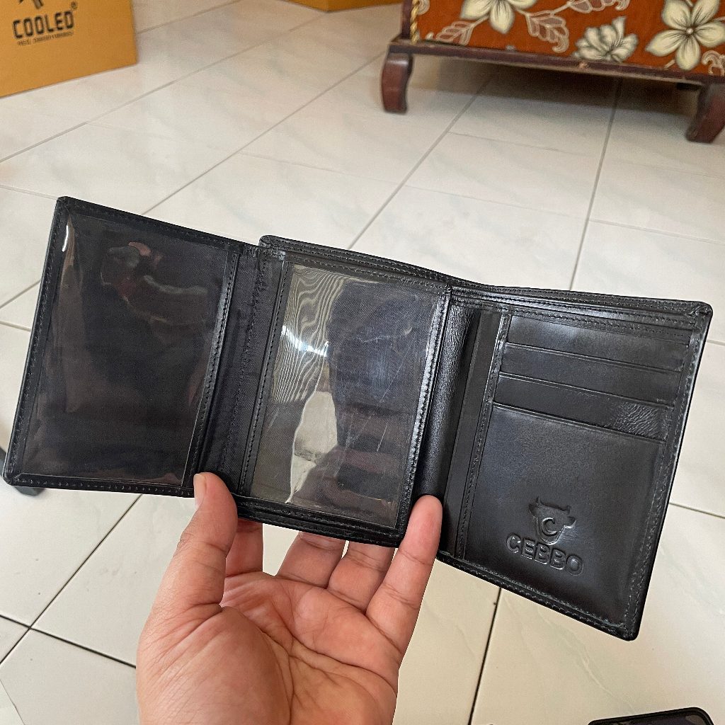 CEBBO Wallet Dompet Pria Bahan Kulit Sapi Model Berdiri