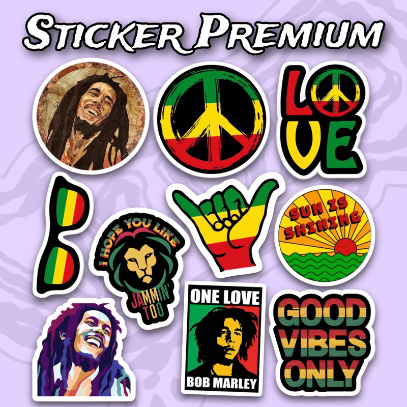 

Sticker Bob Marley Reggae Pack isi 10 Pcs Waterproof