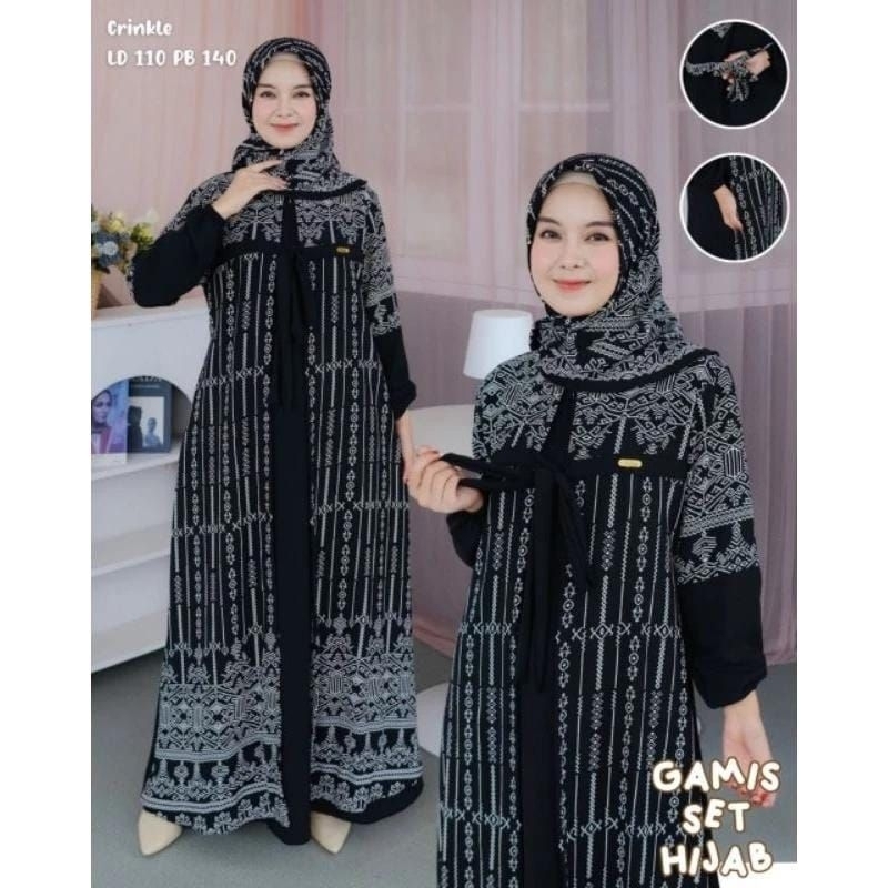 SET HIJAB MALIKHA MOTIF ETNIK TERBARU BISA COD