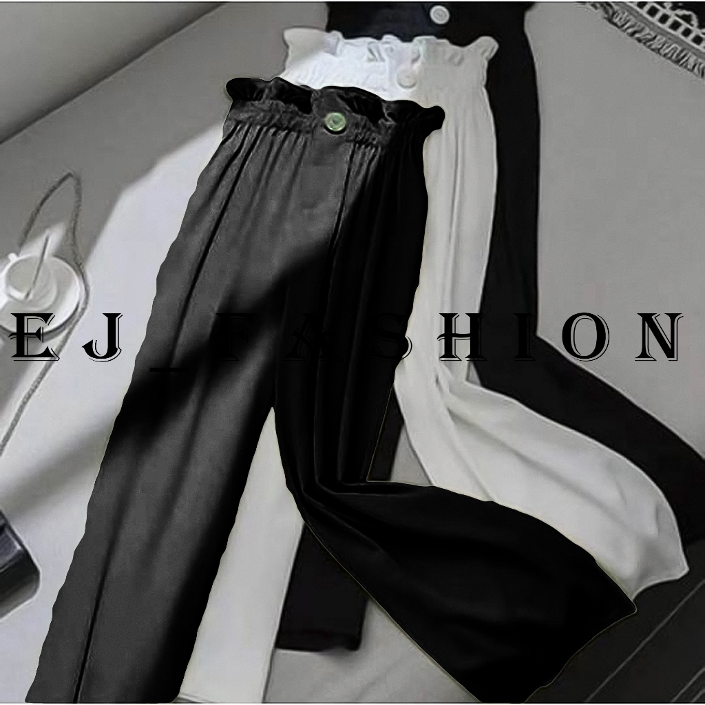 BESTPROMO BESTPROMO EJ FASHION CELANA WANITA KULOT PANJANG HIGHWAIST KERUT SUSUN KANCING 1 TERBARU