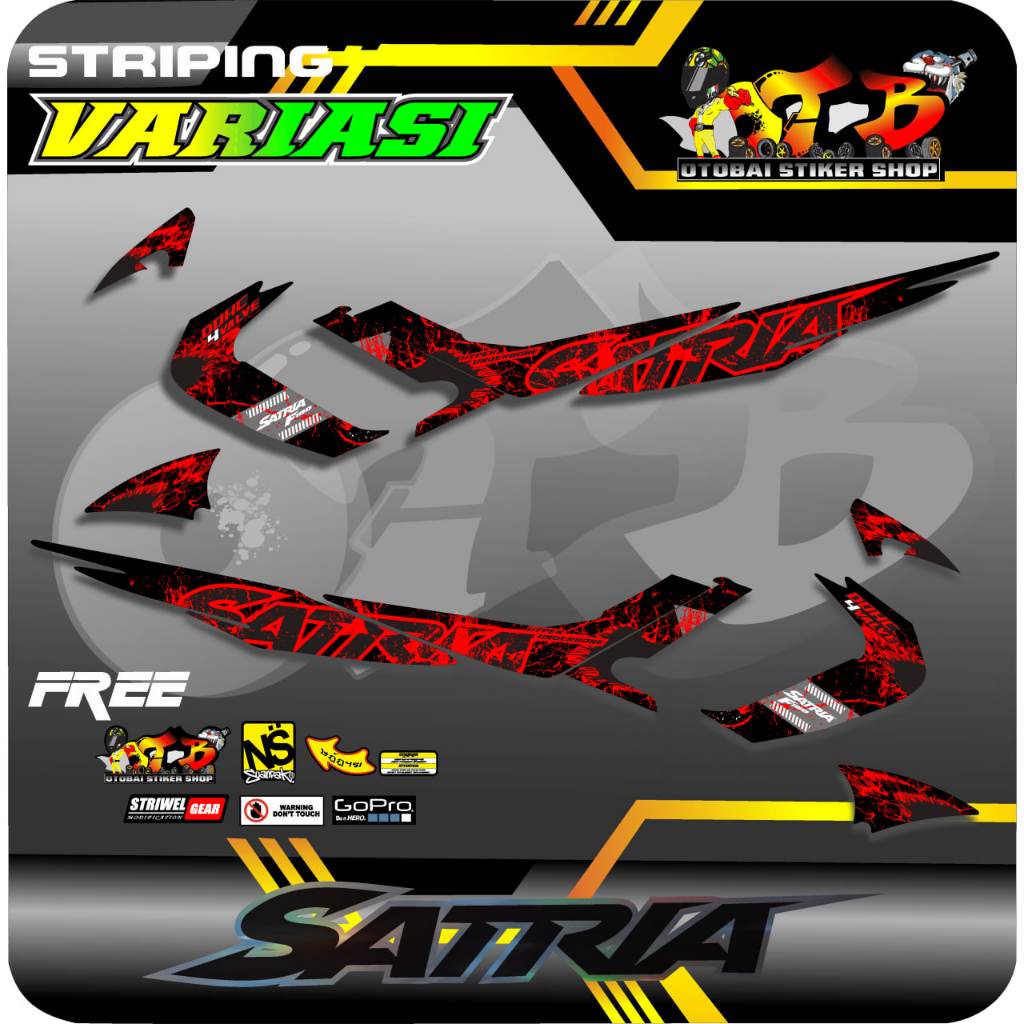 STRIPING VARIASI SUZUKI SATRIA FU BARONG 2005-2012 MOTIF Pletek Hitam