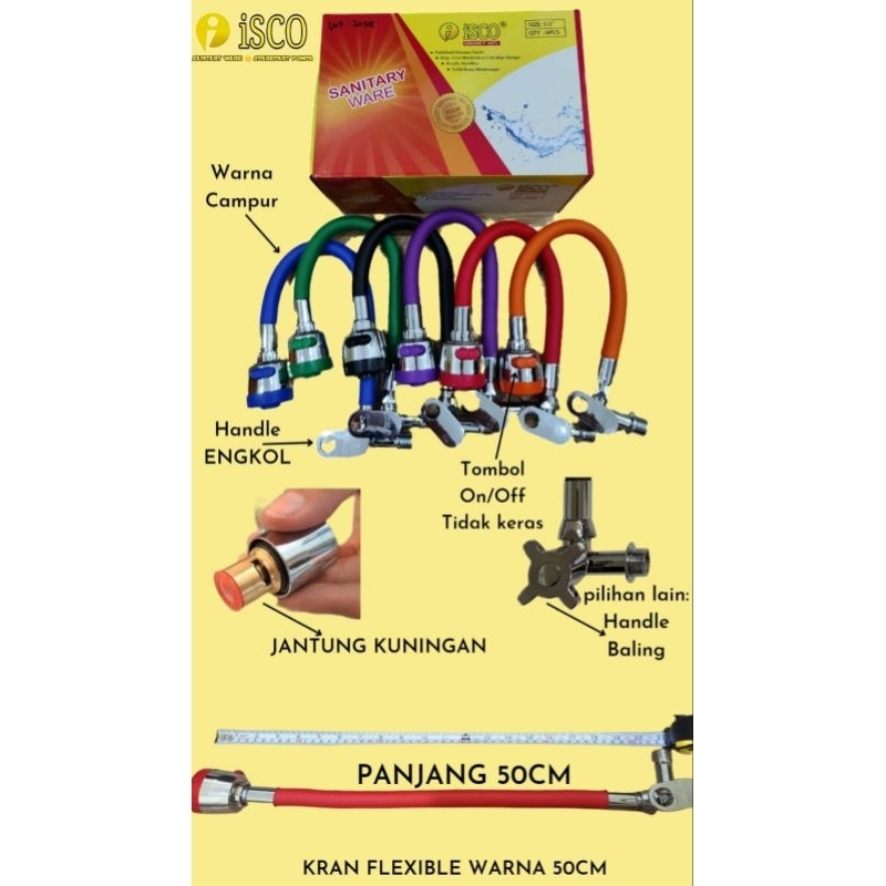 Isco Keran Angsa Fleksibel Warna Warni / Kran Angsa Fleksibel Wastafel Warna