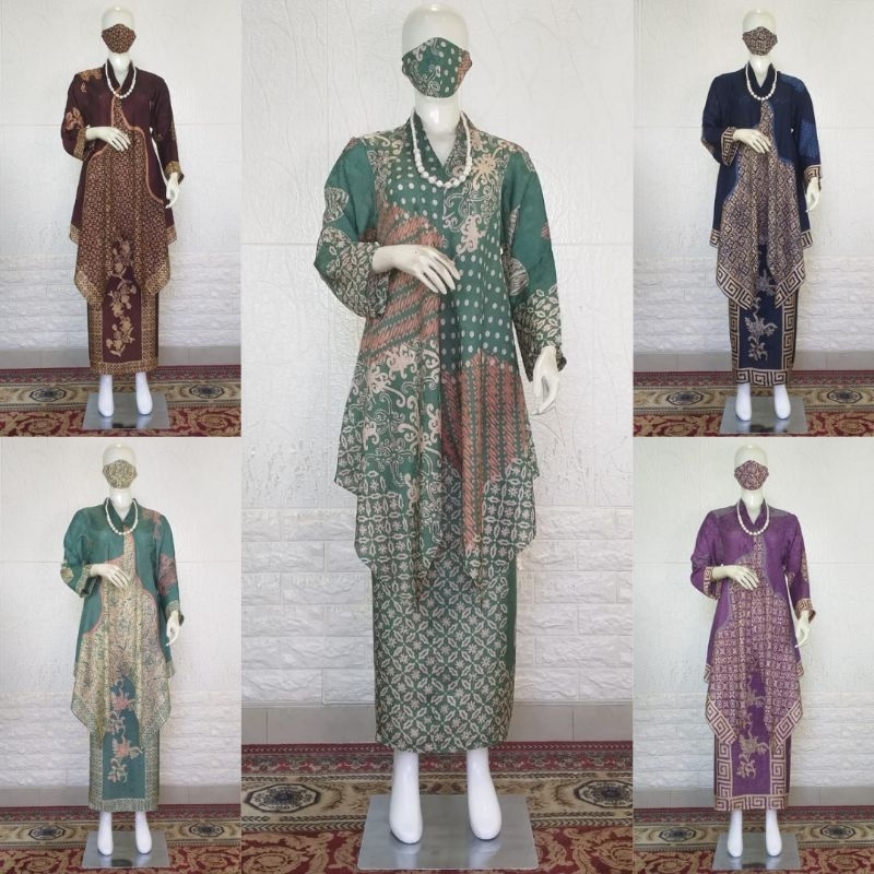 Setelan Batik Viscose Set Rok Blouse V Batik Viscose Semi Sutra Kebaya Modern