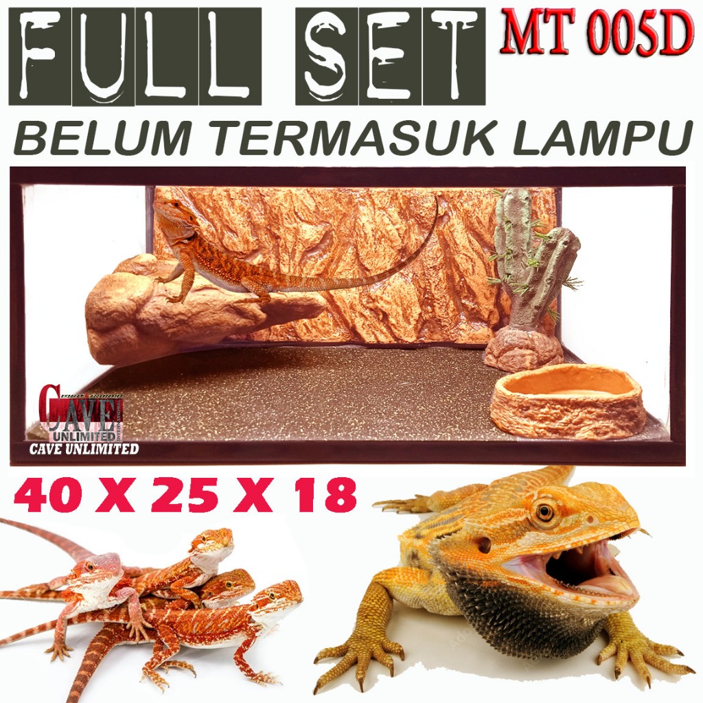 MT005D FULL SET KANDANG TERRARIUM BEARDED DRAGON BD NAGA BERJENGGOT KADAL IGUANA DURI GEX L LOW CEPE