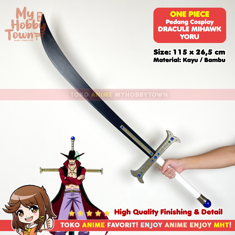Replika Pedang Bambu Kayu One Piece Dracule Mihawk Yoru Anime Cosplay Shichibukai