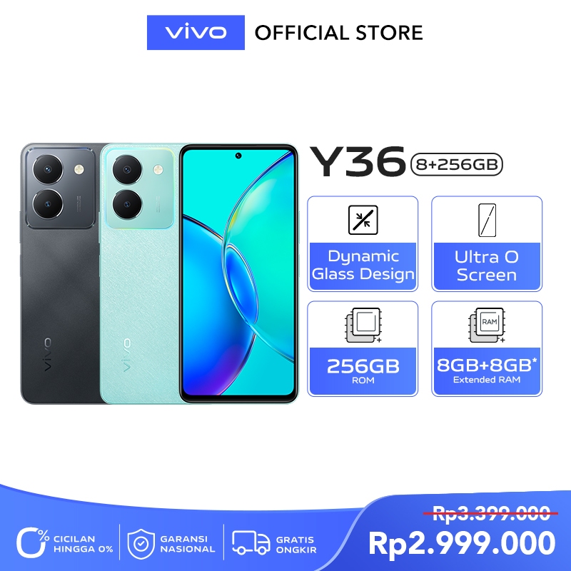 [EXCLUSIVE LAUNCH] vivo Y36 (8/256) - Dynamic Glass Design, RAM 8GB+8GB Extended, 44W FlashCharge+5000mAh, NFC Multifunctions, 50MP Camera
