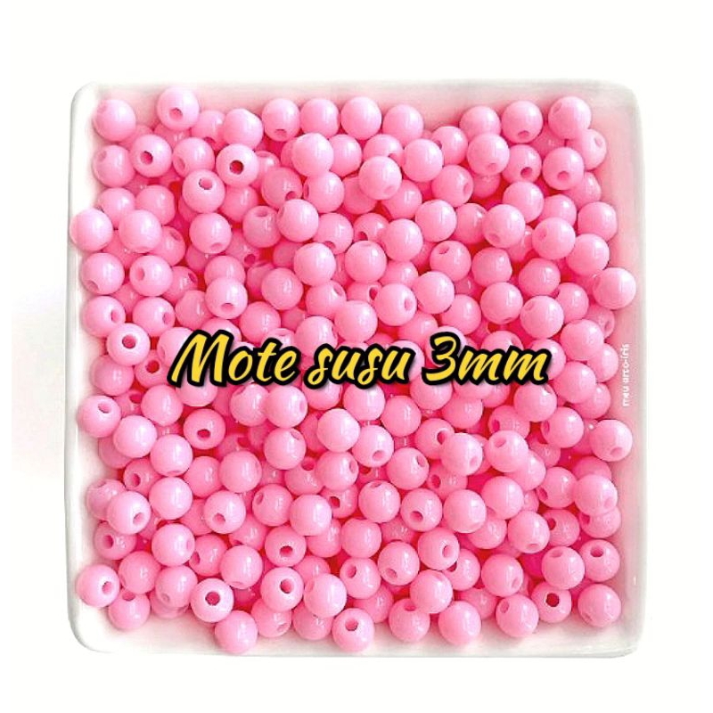 Manik mote Susu Pastel 8/0 3mm Bahan Cincin