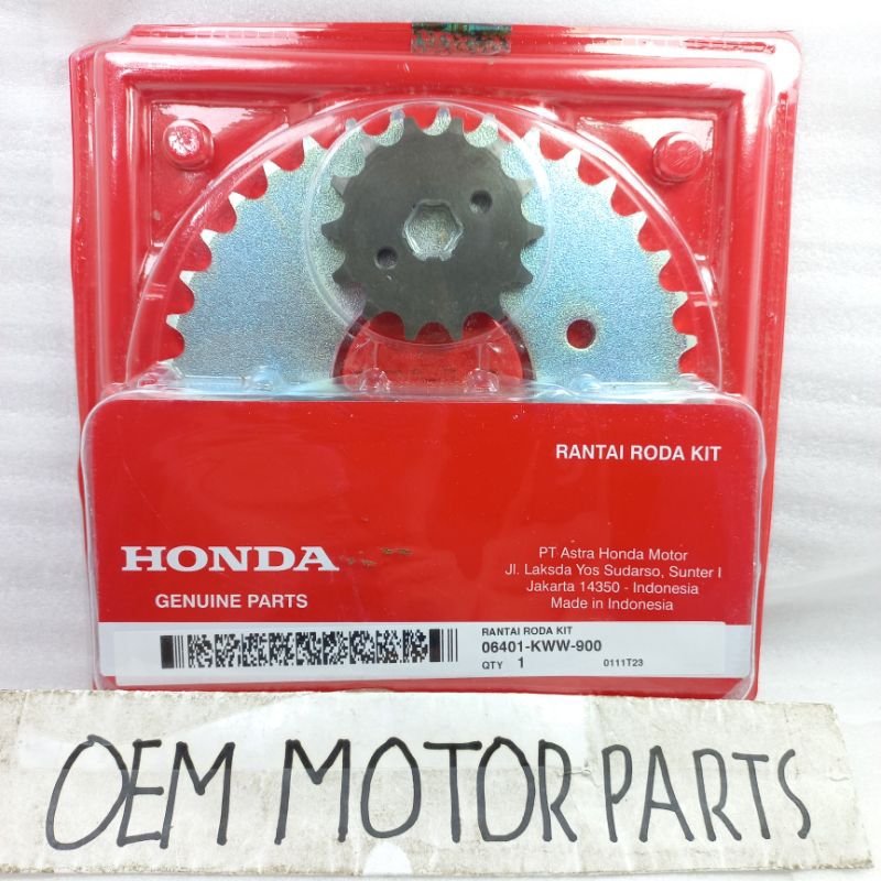 Gear Gir Set Paket Lengkap Dengan Rantai Motor Honda Revo Abs Revo Fit 06401-KWW-900 Original Ori As
