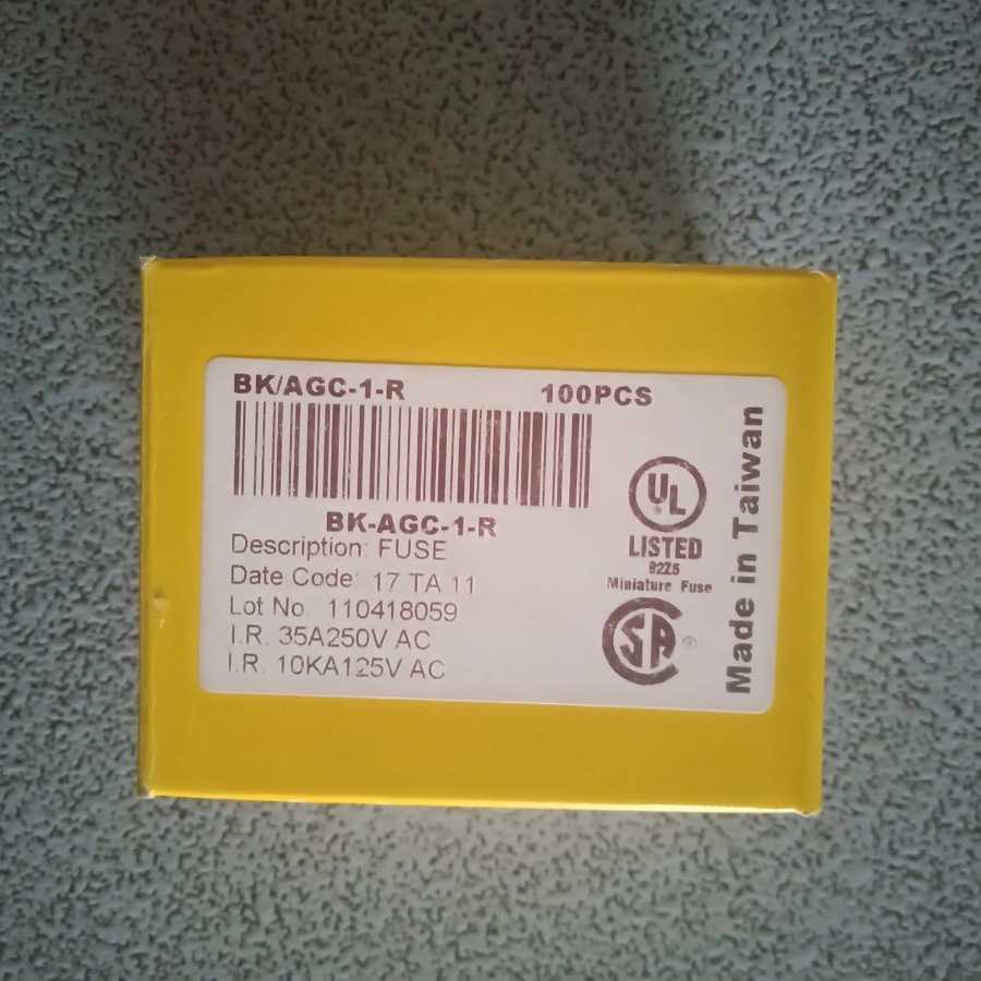Fuse AGC-1R 1A 250V 6,3x32 fuse kaca fast acting Original Bussmann Fuse AGC-1R 1A 250V 6,3x32 fuse k