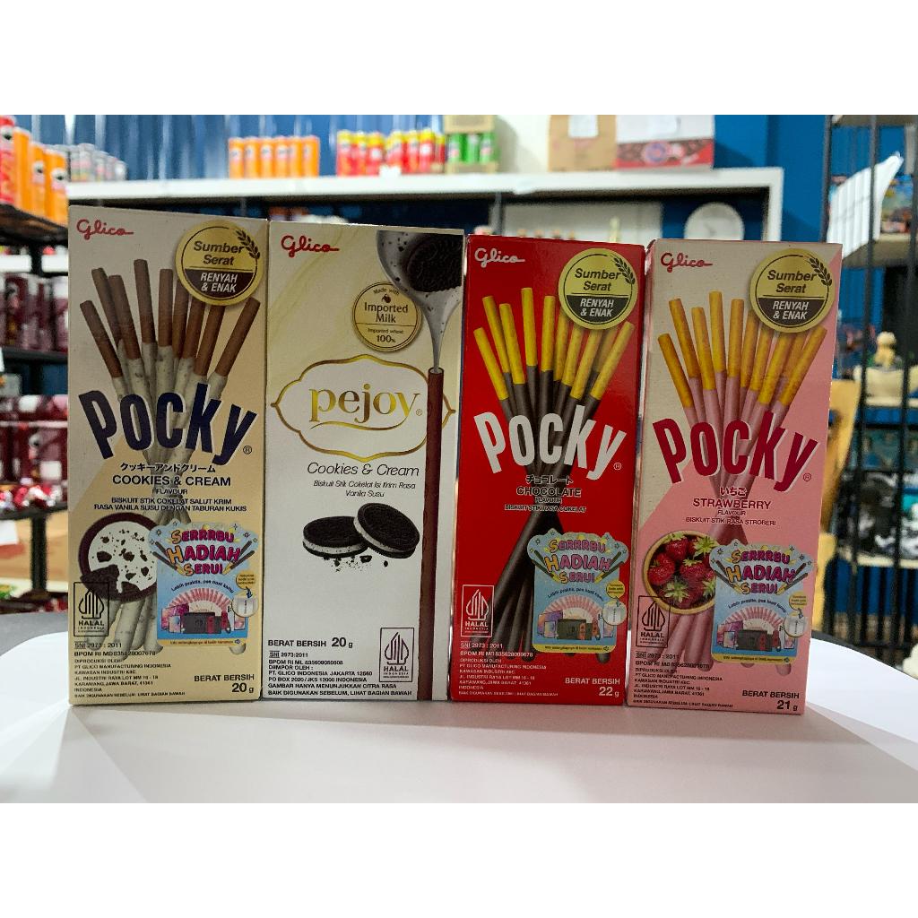 

Glico Pejoy Mini 20g Cookie & Cream Pocky min cokelat 22g strawberry 21g Cookies 20g wafer Stick Triple Pack