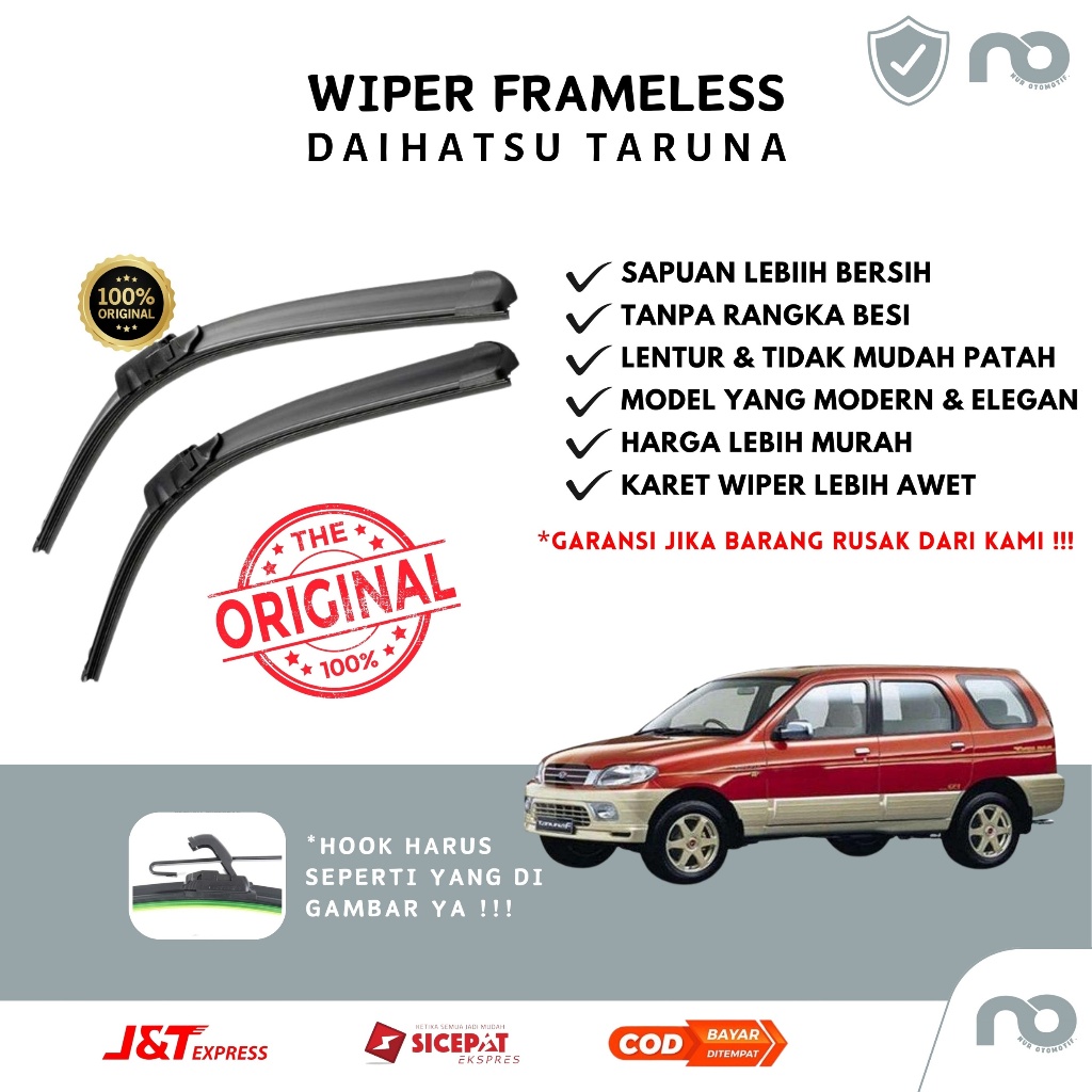 Wiper Mobil Frameless Daihatsu Taruna Sepasang Isi 2 Pcs Kanan Kiri  Wiper Kaca Mobil Daihatsu Tarun