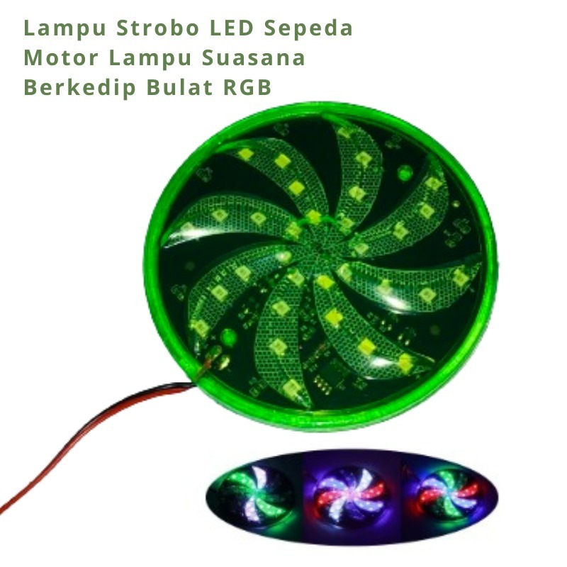 Lampu Strobo LED Aksesoris Sepeda Motor Lampu Suasana Berkedip Bulat RGB