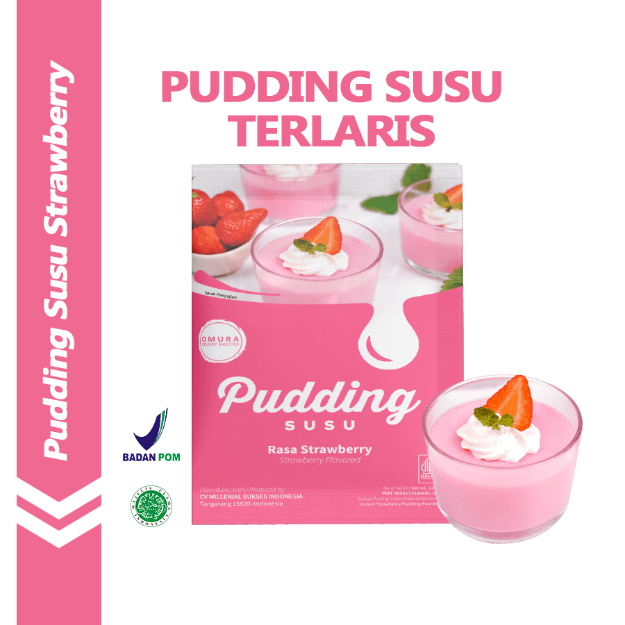 

[PREMIX PUDDING] Puding Susu Milky Pudding Rasa Strawberry / Stroberi Dessert Instant Omura Powder