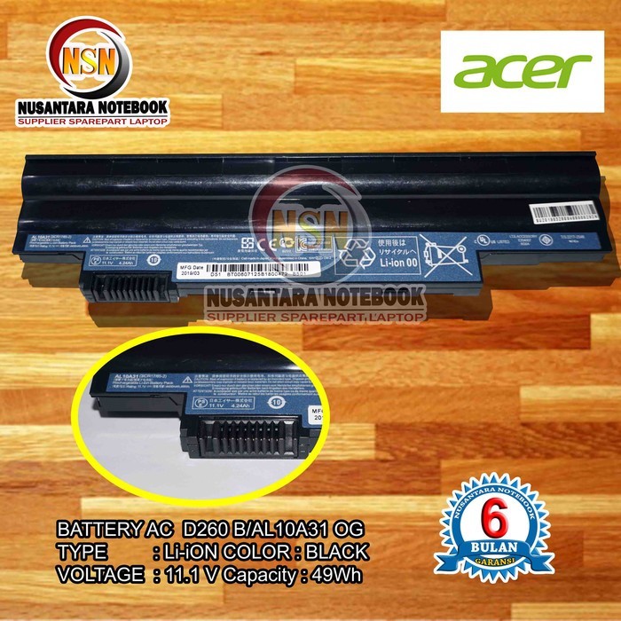 BATTERY BATERAI ACER ASPIRE ONE HAPPY D255 D260 722 ORIGINAL SLIM