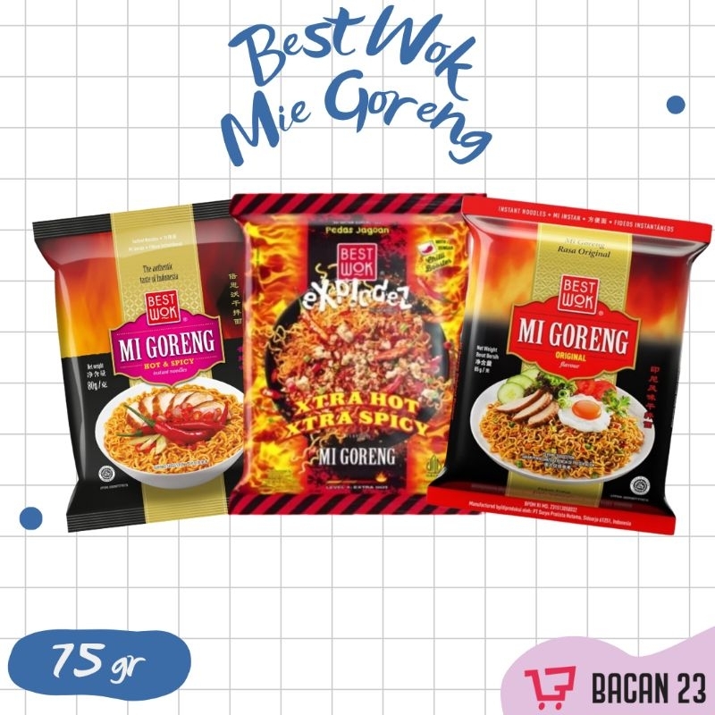 

Best Wok Mie Goreng 75 gr (Extra Hot - Original - Hot Spicy) / Mie Korea / Bacan23
