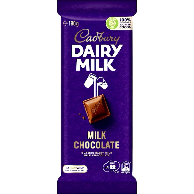 

Cadbury Dairy Milk Chocolate Block Original 180g - Australia