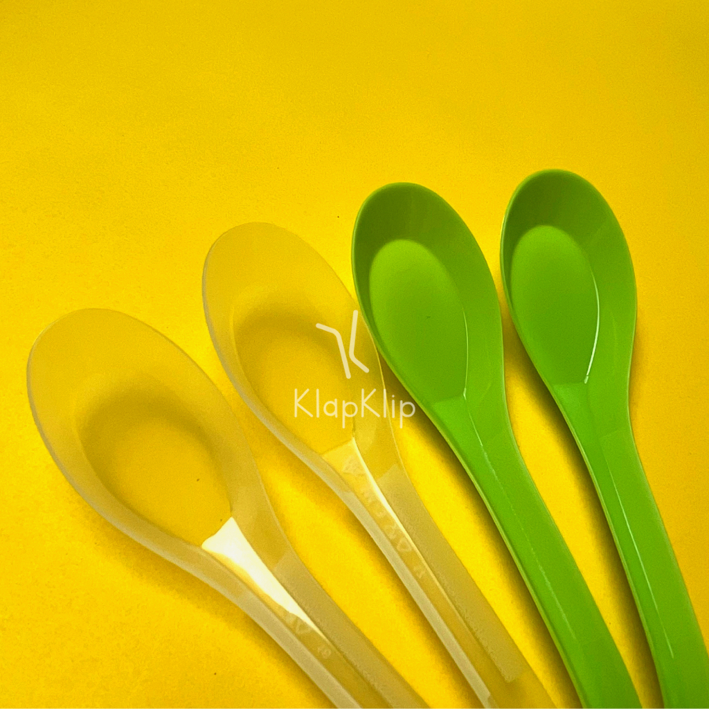 GROSIR 1000pcs Sendok Plastik Bebek Besar Bening Hijau - Sendok Bebek Bubur Besar - Sendok Plastik L
