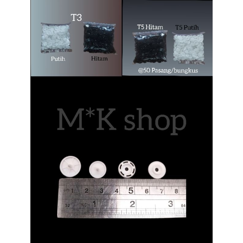 Kancing snap Plastik/Kancing tip platik Ukuran T5 Dan T8