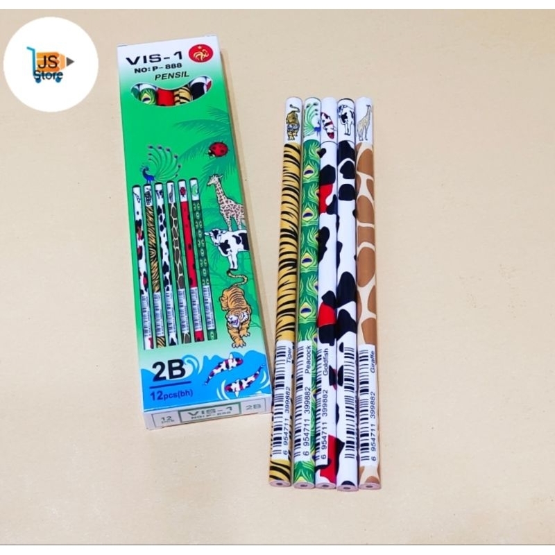 

Pencil / Pensil 2B Karakter Fancy Hewan Animal VIS-1 P-888 P888 1pak